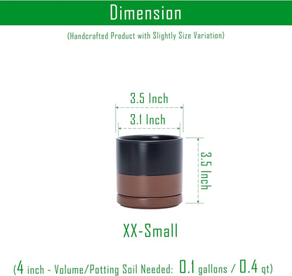 D'vine Dev Set of 2 Plants Pots, 6.5 Inch Ceramic Planter Pot for Plants with Drainage Hole and Saucer, White, 94-V-C-1