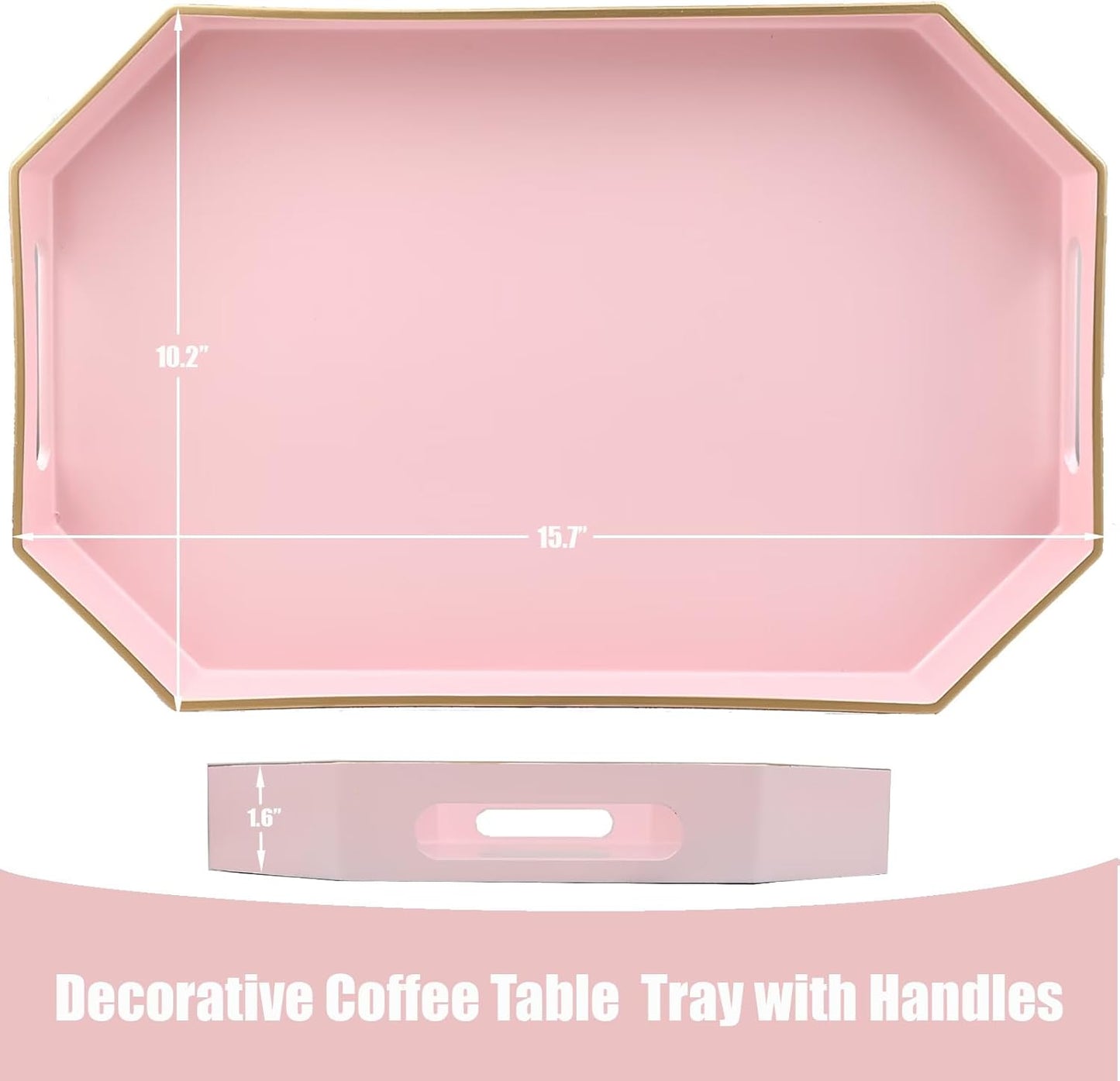 Green Decorative Tray with Handles, Versatile Serving Tray for Coffee Table, Ottoman, Ideal for Serving, Displaying, Organizing, 15.7"*10.2"*1.57"