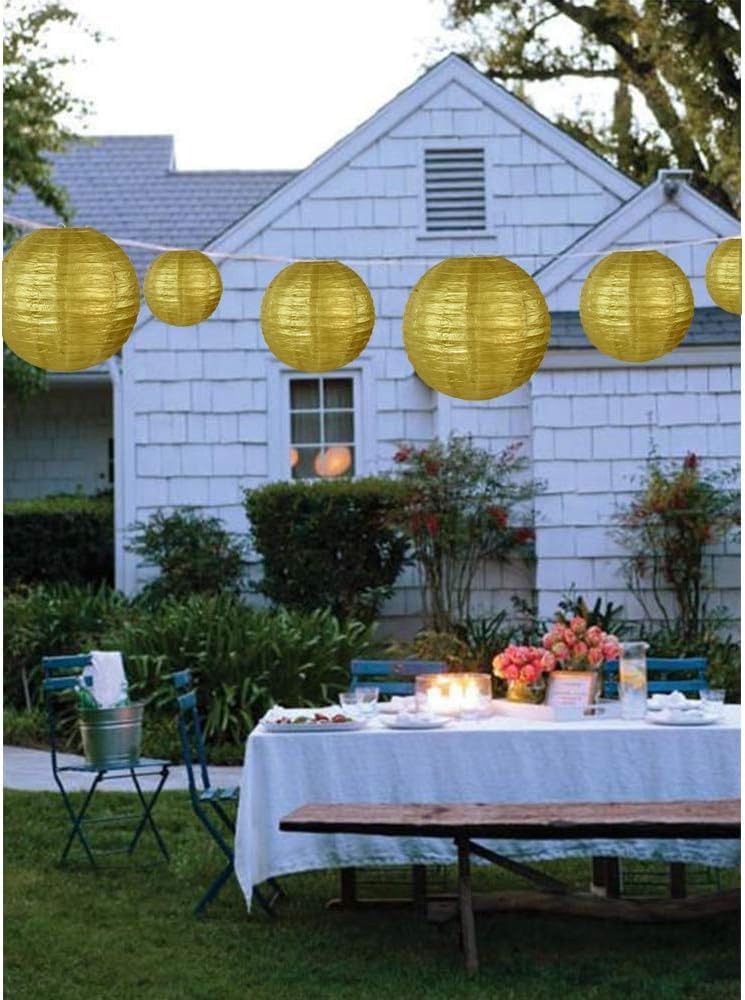 BEISHIDA 10Pcs White Paper Lanterns Decorative Chinese/Japanese Hanging Round Paper Lanterns Lamp for Birthday, Wedding, Christmas, Bridal, Home Decor, Party Decoration(Size of 4”, 6”, 8”, 10”)