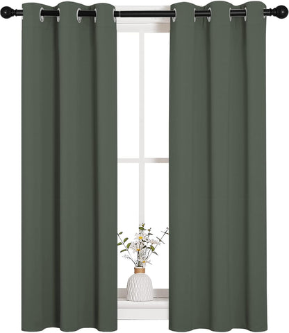 NICETOWN Halloween Pitch Black Solid Thermal Insulated Grommet Blackout Curtains/Drapes for Bedroom Window (2 Panels, 42 inches Wide by 63 inches Long, Black) - Colors C