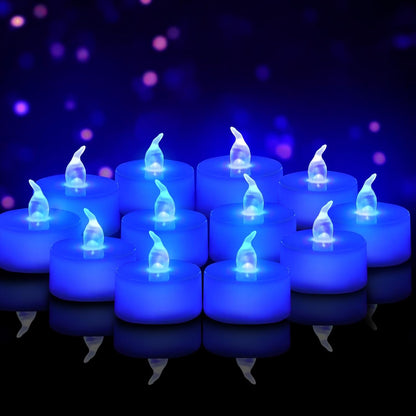 LED Tea Lights - 12 Pack Flameless Battery Operated Candles, 200+ Hours Flickering Warm White, Realistic Fake Tealights for Weddings, Home Decor, Parties, and Sweetest Day