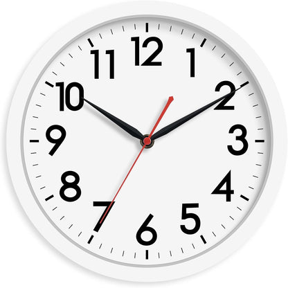 AKCISOT Wall Clock, Modern Small Wall Clocks Battery Operated 8 Inch, Silent Non-Ticking Analog Classic for Office, Home, Bathroom, Kitchen, Bedroom, School(Black)