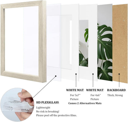 Egofine 12x16 Picture Frame Black, Covered by Plexiglass Made of Solid Wood, Display Pictures 9x12 and 11x14 with Mat or 12x16 Without Mat, for Wall Mounting Photo Frame - Colors B