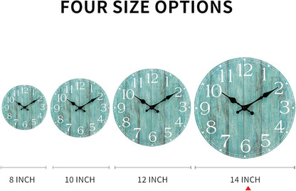 Wall Clock, Rustic Wall Clocks Battery Operated Silent Non Ticking, Country Round Wooden Clocks Farmhous Wall Decorative for Kitchen, Bathroom, Living Room (Gray 8 Inch)