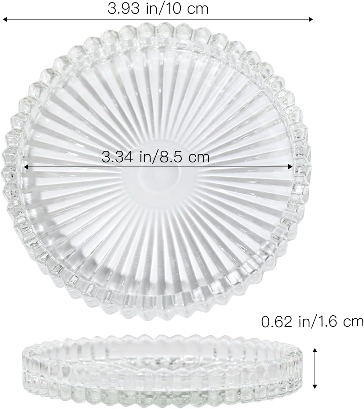 Vixdonos 3.8 Inch Glass Pillar Candle Holder Set Pack 2 Gear Round Plate Serrated Candle Stand for Table Centerpieces,Party, Wedding and Home Decor