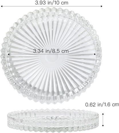 Vixdonos 3.8 Inch Glass Pillar Candle Holder Set Pack 2 Gear Round Plate Serrated Candle Stand for Table Centerpieces,Party, Wedding and Home Decor