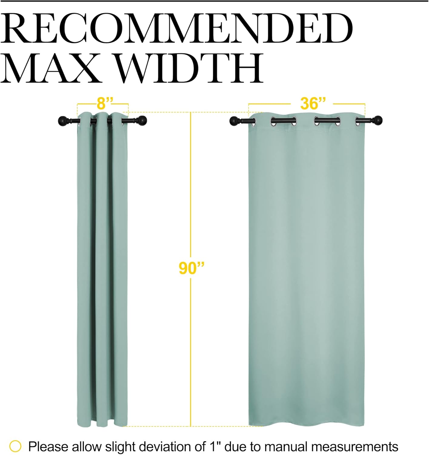 NICETOWN Halloween Pitch Black Solid Thermal Insulated Grommet Blackout Curtains/Drapes for Bedroom Window (2 Panels, 42 inches Wide by 63 inches Long, Black) - Colors A