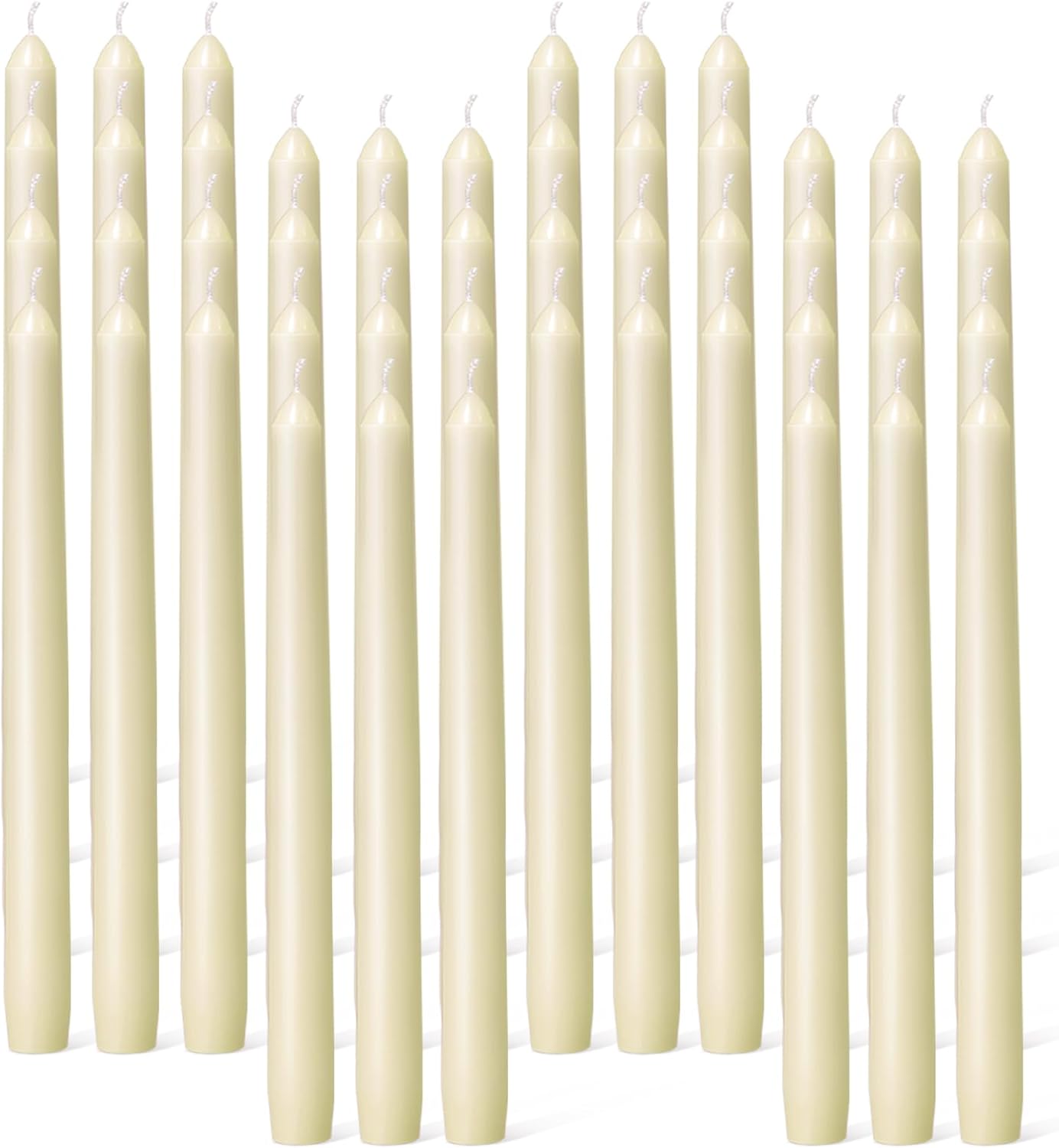 Everymoment Ivory Taper Candles - 4 Pack 10 Inch Candlesticks - Dripless & Smokeless Tapered Candle 8 Hours Unscented Cream Candle Sticks - Perfect for Wedding Holiday Dinner Party Home Decor