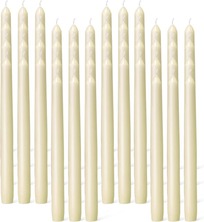 Everymoment Ivory Taper Candles - 4 Pack 10 Inch Candlesticks - Dripless & Smokeless Tapered Candle 8 Hours Unscented Cream Candle Sticks - Perfect for Wedding Holiday Dinner Party Home Decor