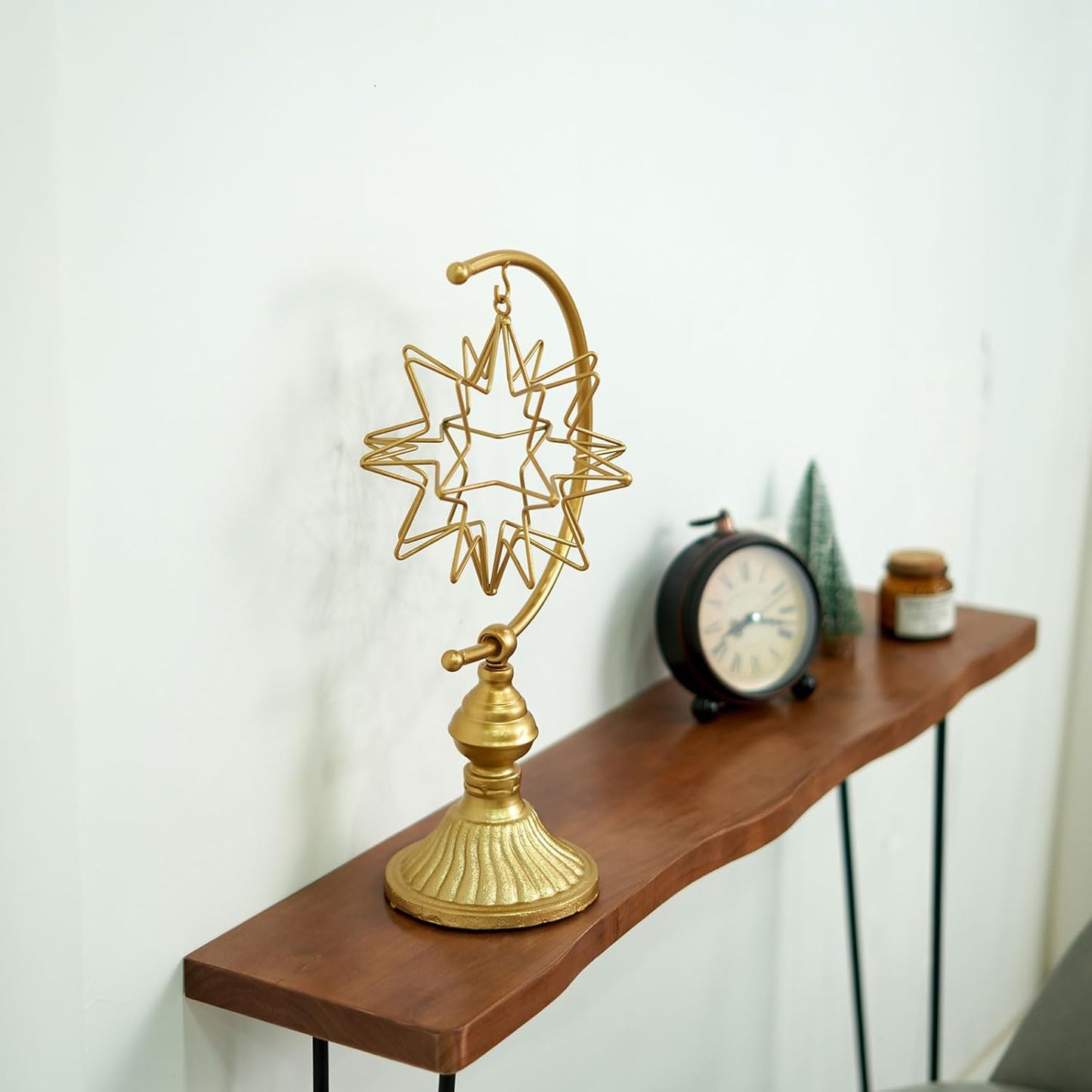 HLQMFHT 7 inches Metal Geometric Abstract Sculpture， Metal Geometric Sculpture Decor Sphere, Tabletop Decor for Living Room,Study,Bedroom,Modern Home Decor Accents