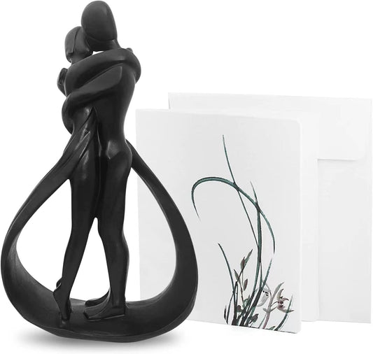 Resin Couple Modern Sculptures Romantic Gift for Weddings Valentine's Day and Anniversaries Decoration Figurine for Girlfriend, Bridal Shower, Engagement (Classic Retro Color)
