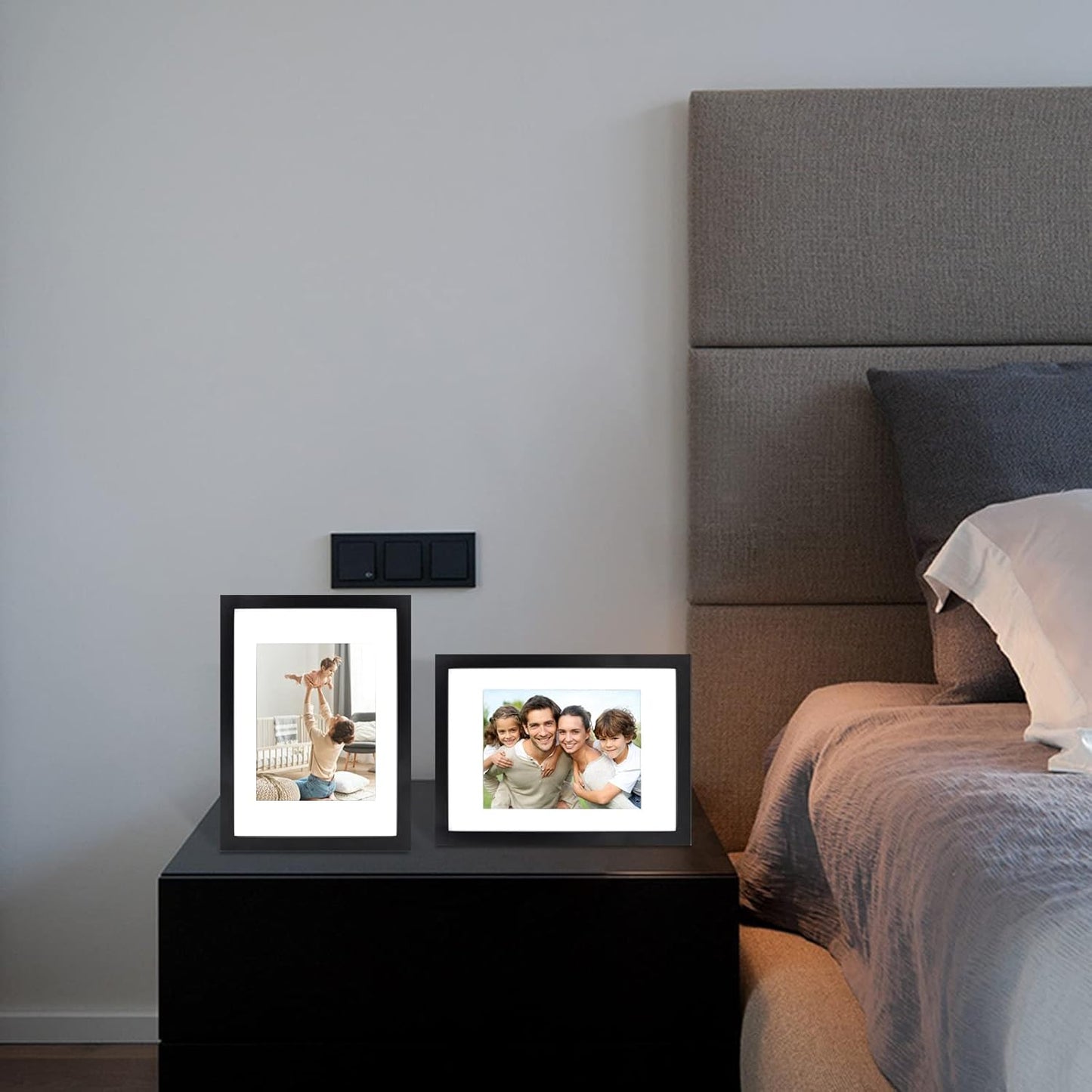 Egofine 12x16 Picture Frame Black, Covered by Plexiglass Made of Solid Wood, Display Pictures 9x12 and 11x14 with Mat or 12x16 Without Mat, for Wall Mounting Photo Frame - Colors B