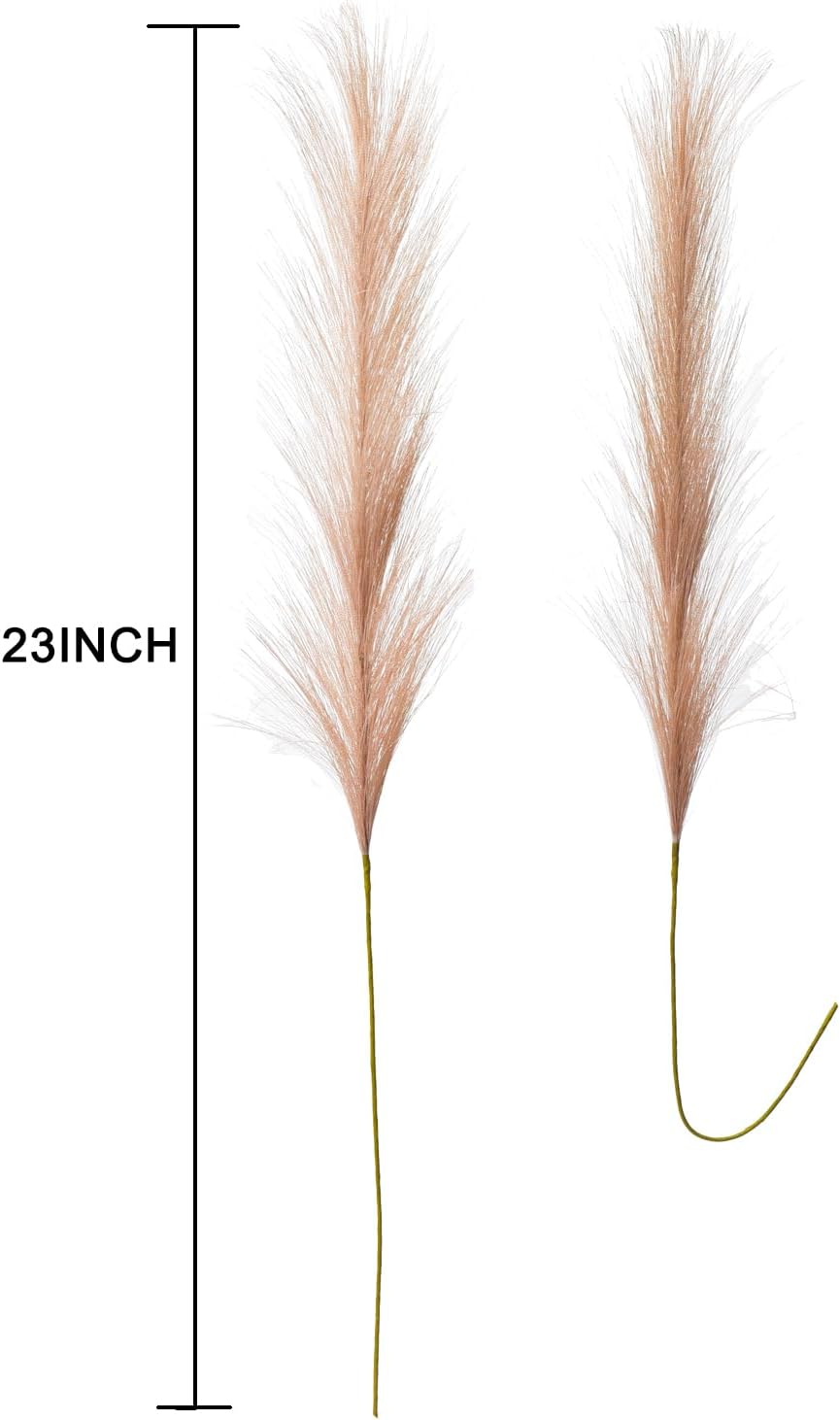 LSKYTOP Orange Pampas Grass Decor,23Inch 12pcs Faux Pampas Grass Bouquets Artificial Pampas Fake Pampas Flower for Home Living Room Bedroom Vase Decor