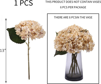 Kimura's Cabin 6pcs White Hydrangea Artificial Flowers Silk Fake Hydrangeas Faux Hydrangea Flowers with Stems for Wedding Bouquets Arrangement Home Table Centerpieces Baby Shower Party Decoration