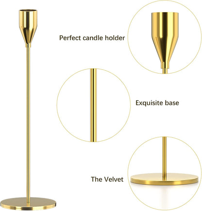 Matte Black Candle Holders Set of 3 for Taper Candles, Decorative Candlestick Holder for Wedding, Dinning, Party, Fits 3/4 inch Thick Candle&Led Candles (Metal Candle Stand)