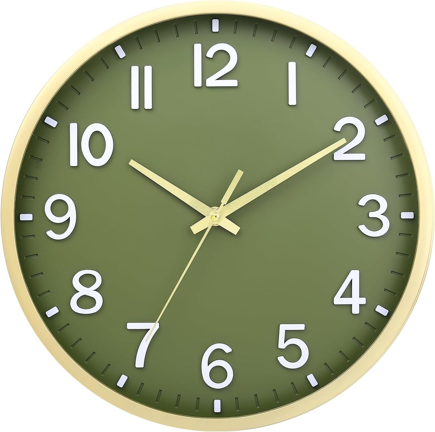 Wall Clocks Battery Operated 8 inch Modern Wall Clock,Silent Non Ticking Wall Clock for Living Room Bedroom Kitchen Office Classroom Decor (Green White)