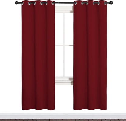 NICETOWN Halloween Pitch Black Solid Thermal Insulated Grommet Blackout Curtains/Drapes for Bedroom Window (2 Panels, 42 inches Wide by 63 inches Long, Black) - Colors A