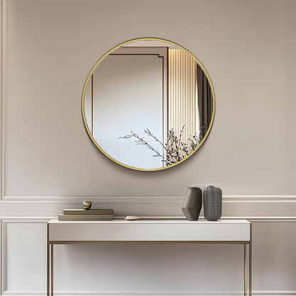 NEWBULIG 20IN Round Bathroom Wall Mirror, Modern Vanity Mirrors for Over Sink, HD Glass Decorative for Entryway, Bedroom & Living Room, Gold