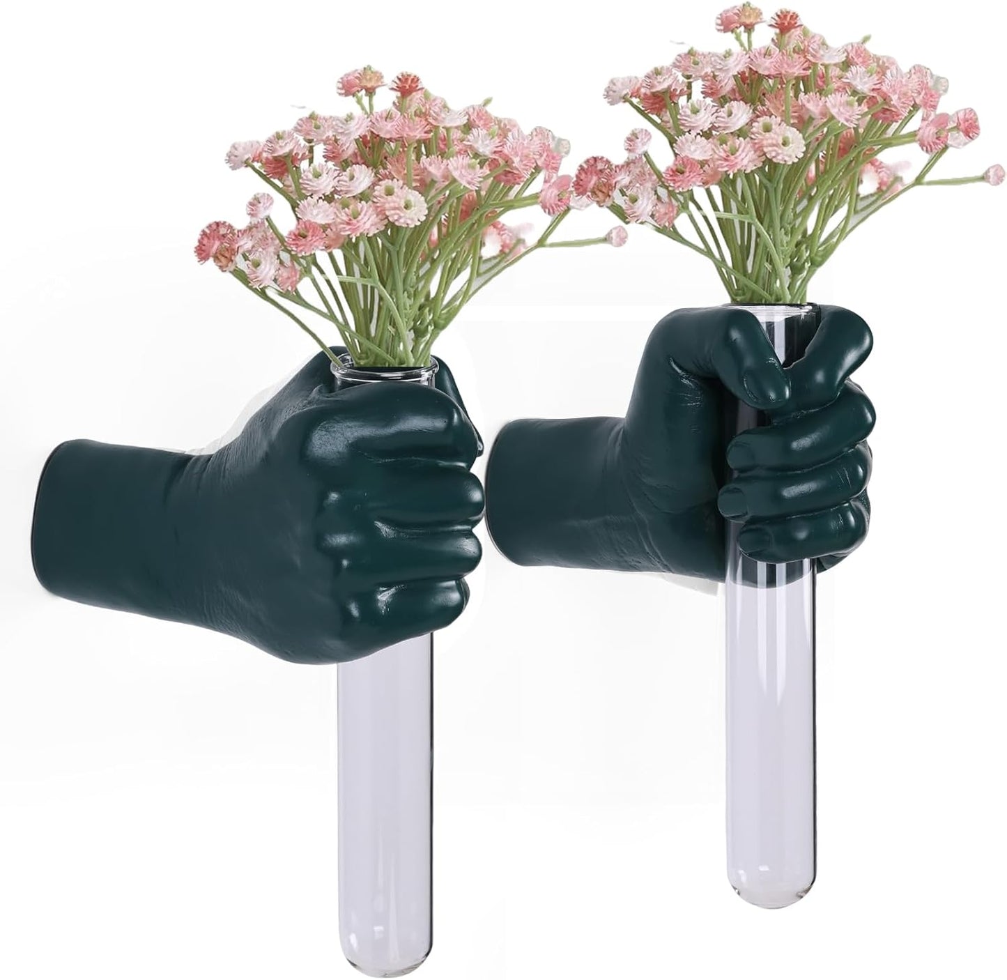 2 Pieces Wall Sculptures, Hands Vase Home Decor, Wall Mount Art Sculpture, Unique Wall Art Statue, Funky Flower Vase Decorations, Modern Eclectic Hanging Decor,Hands Statue (Black)