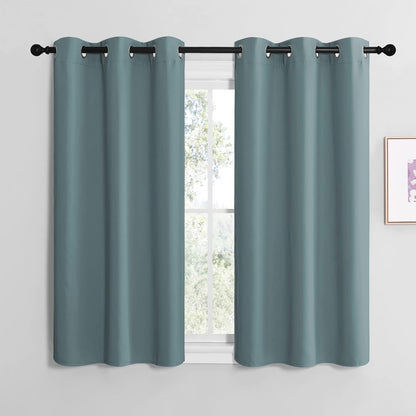 NICETOWN Halloween Pitch Black Solid Thermal Insulated Grommet Blackout Curtains/Drapes for Bedroom Window (2 Panels, 42 inches Wide by 63 inches Long, Black) - Colors C