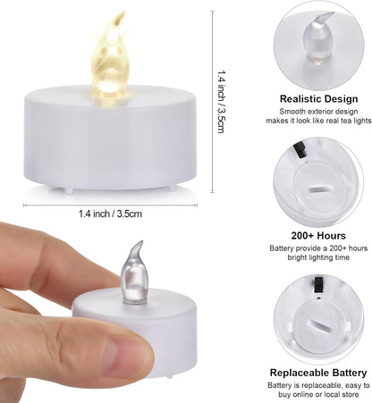 Battery Operated LED Tea Lights: 24PACK Flameless Votive Candles Lamp Realistic and Bright Flickering Holiday Gift Long Lasting 200Hours for Seasonal & Festival Celebration Warm White