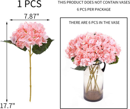 Kimura's Cabin 6pcs White Hydrangea Artificial Flowers Silk Fake Hydrangeas Faux Hydrangea Flowers with Stems for Wedding Bouquets Arrangement Home Table Centerpieces Baby Shower Party Decoration