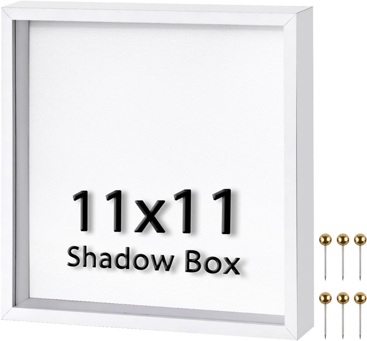 8x10 Shadow Box Frame | Soft Linen Back & Push Pins Included, Polystyrene Glass Memory Display Case for Flowers, Tickets & Cherished 3D Items, Black