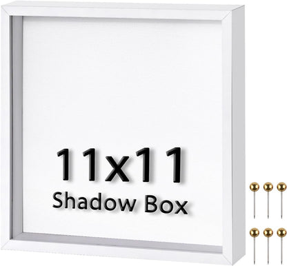 8x10 Shadow Box Frame | Soft Linen Back & Push Pins Included, Polystyrene Glass Memory Display Case for Flowers, Tickets & Cherished 3D Items, Black