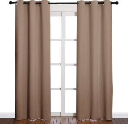NICETOWN Halloween Pitch Black Solid Thermal Insulated Grommet Blackout Curtains/Drapes for Bedroom Window (2 Panels, 42 inches Wide by 63 inches Long, Black) - Colors D