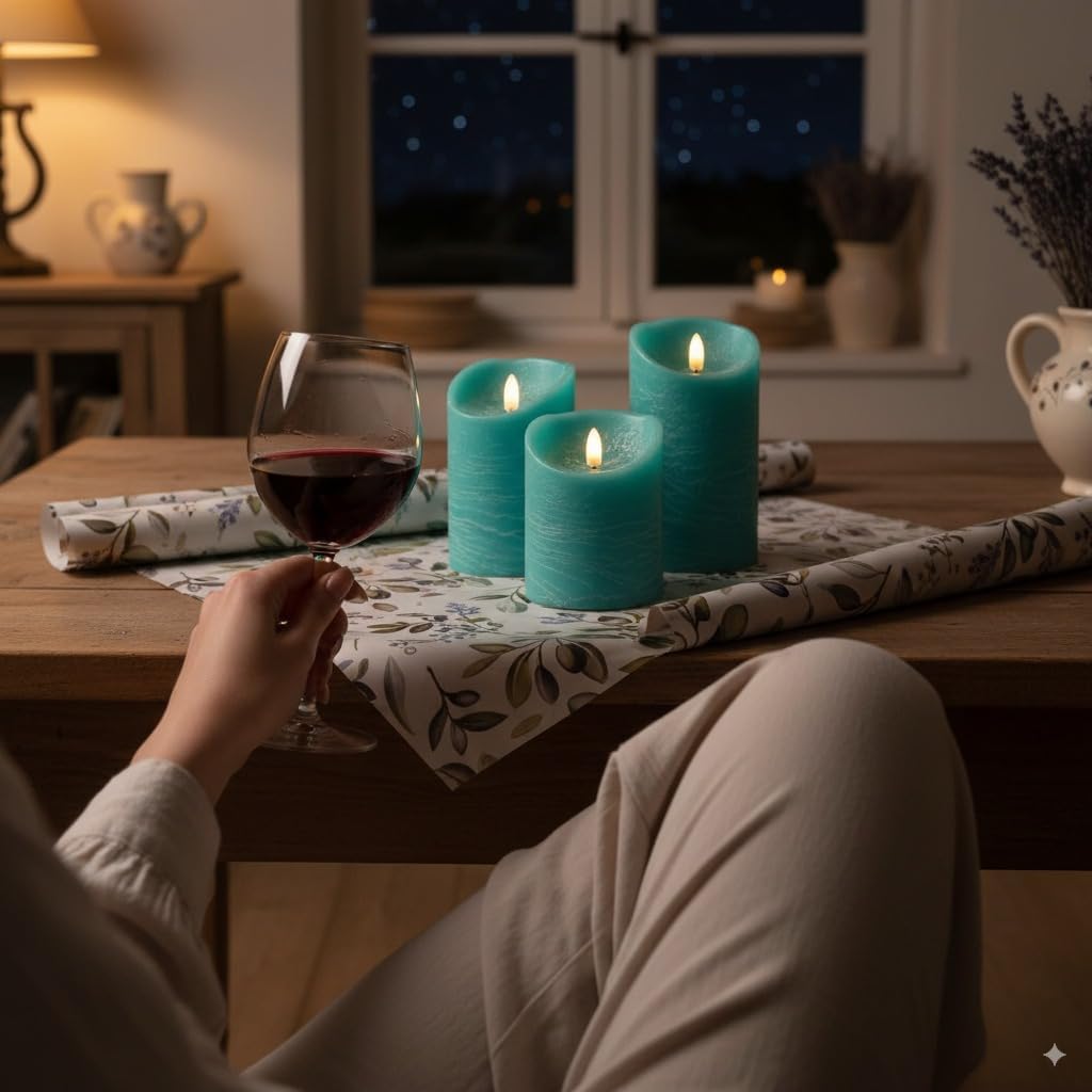 VENTA Set of 3 Warm Ivory Pillar Candles | Real Wax Battery Operated Candles with Flickering Flame | Timeless Year-Round Decor for Weddings, Mantels & Centerpieces