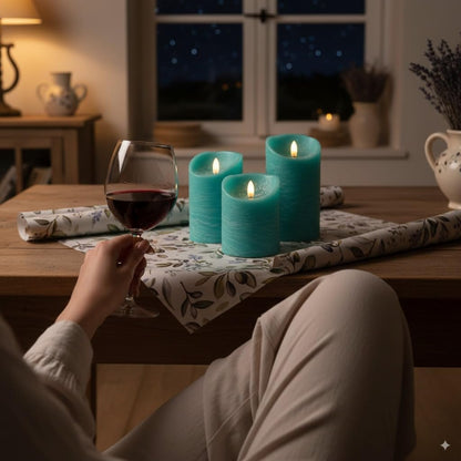 VENTA Set of 3 Warm Ivory Pillar Candles | Real Wax Battery Operated Candles with Flickering Flame | Timeless Year-Round Decor for Weddings, Mantels & Centerpieces