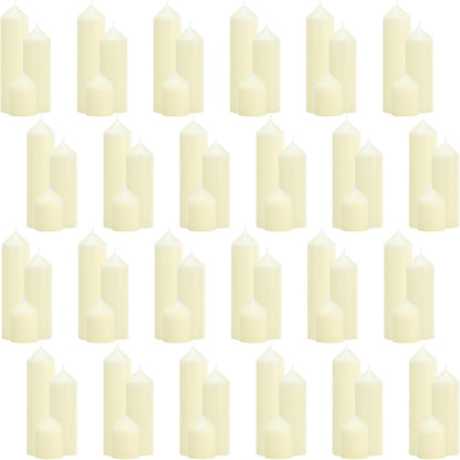 18 Pcs Ivory Pillar Candles Bulk Set，3 Different Lengths 2 x 3/4/6 Inch (6 Each)，Hurricane Candles，Dripless Unscented Smokeless，Gives You a Better Atmosphere When Organizing an Event Party.