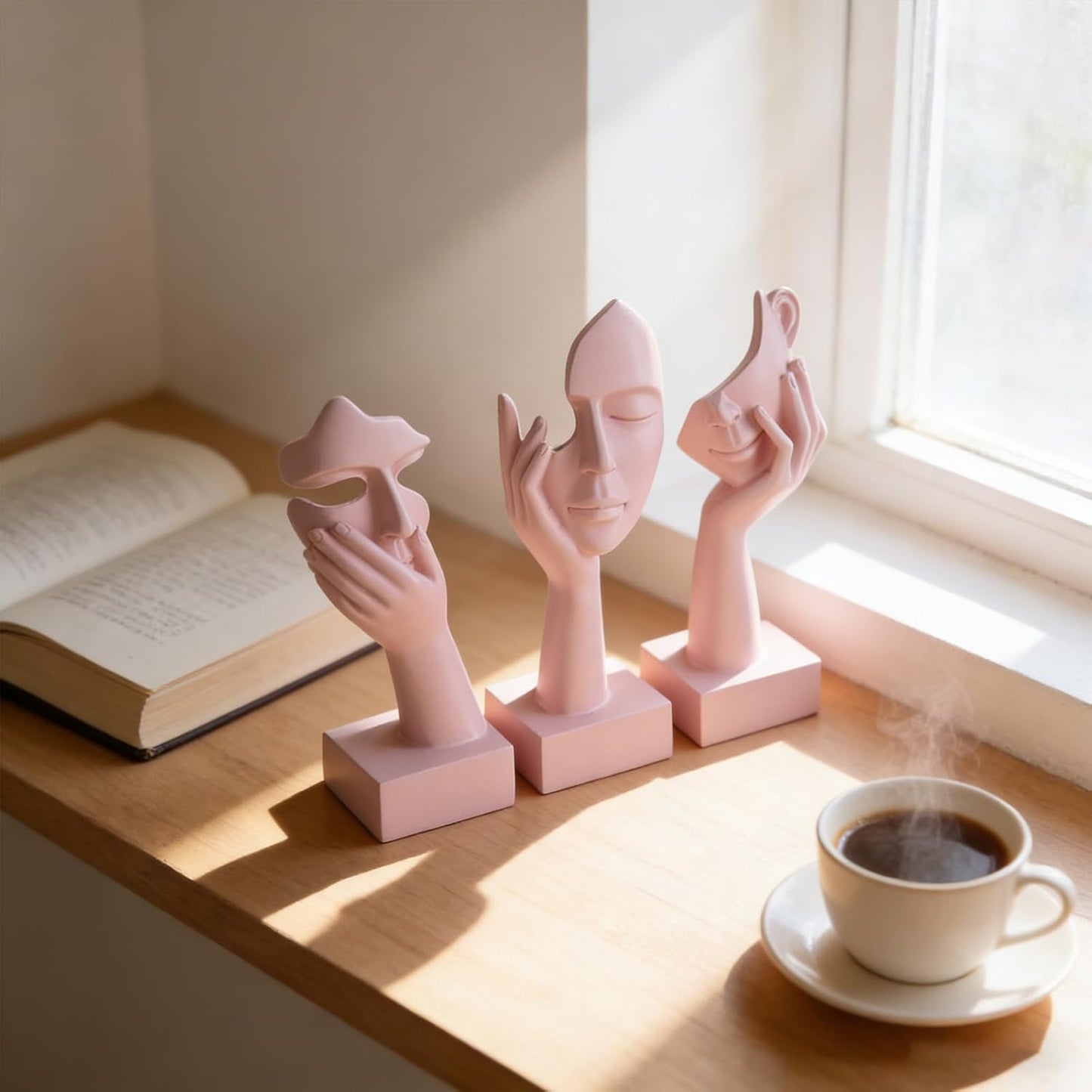 3 Pcs Thinker Small Statue Set - Black Gold Home Decor Abstract Art Figurines for Shelves, Living Room Coffee Table, Office Desktop (3 Pcs Gold, 6")