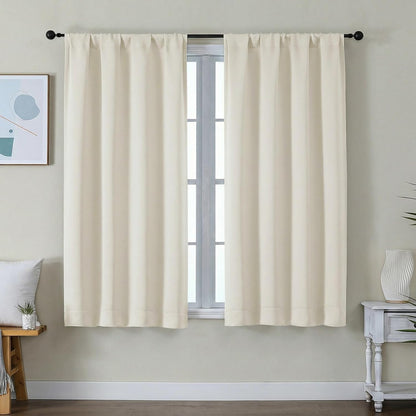 Simplebrand Ava Sage Green Blackout Curtains for Bedroom 63 Inch Length 2 Panels Set, Solid Thermal Insulated Energy Saving Rod Pocket Window Treatment Curtains Blackout Drapes, W40 x L63 Inch, Sage - Colors B