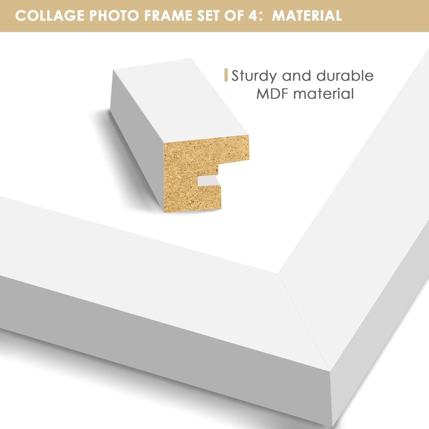 DUENPY 4x6 Collage Picture Frame Tempered Glass Front, Displays Four 4x6 Photo, Family Photo Collage Frame, Wall Decor Wall Hanging or Tabletop, Brown