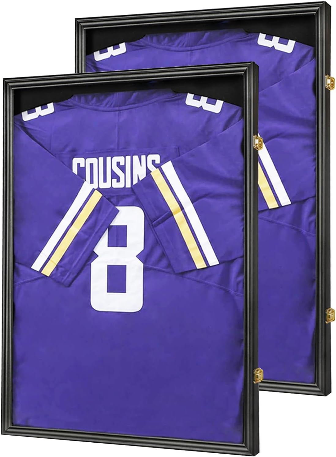 Large Lockable Jersey Frame Display Case Wall Mount, T-Shirt Shadow Box with Clear UV-Protective Acrylic, Hangers Linen Backing for Football, Basketball, Baseball