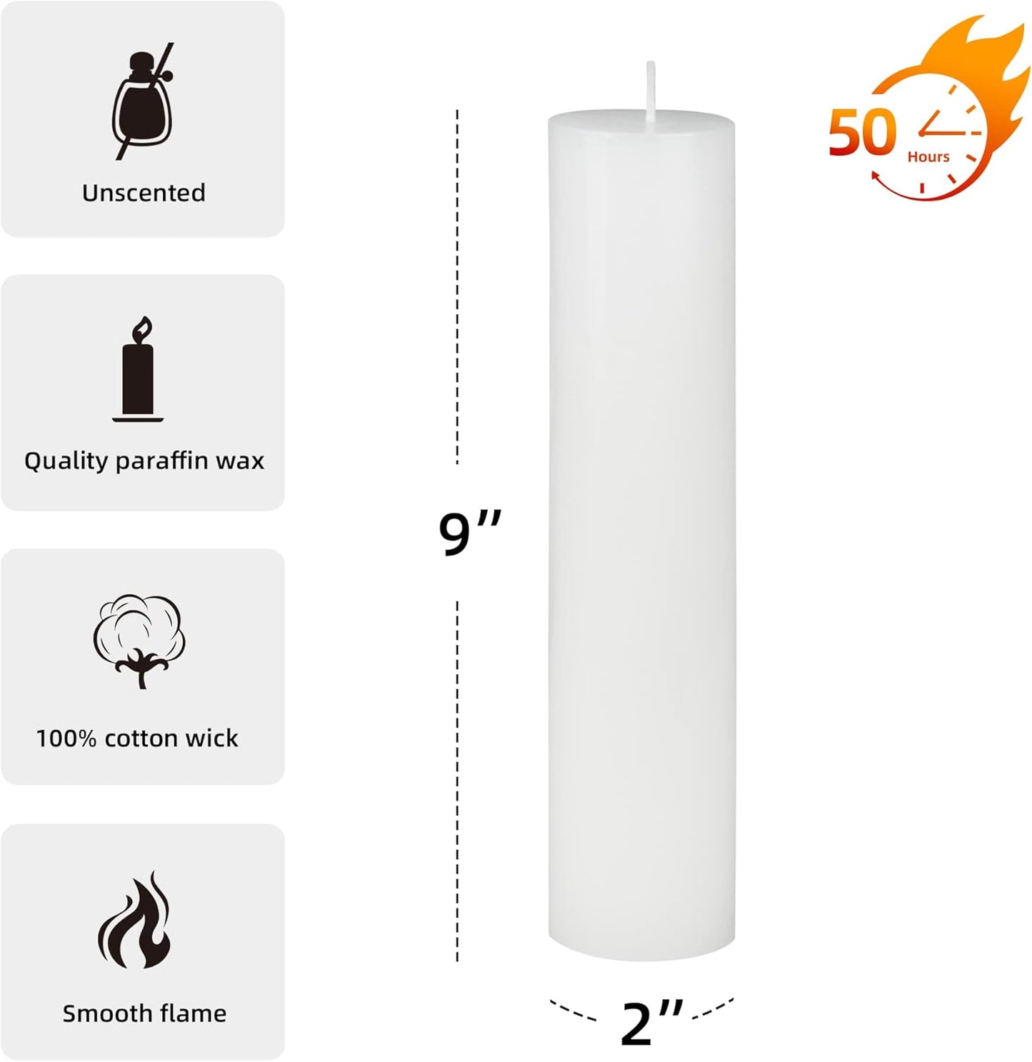 Jeco 9 Inch White Pillar Candle