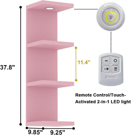 LitaEther Versatile 7 Tier Wall Shelf Unit,White Lack Wall Shelf,Display Floating Shelf with LED Remote Control Light