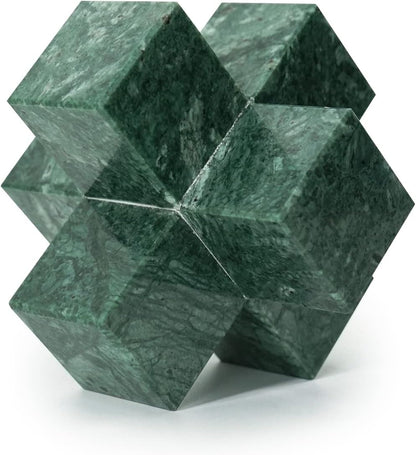 DreamsEden Small Geometric Sculpture, Metal Cube Decorative Ornaments Modern Home Decor Accent