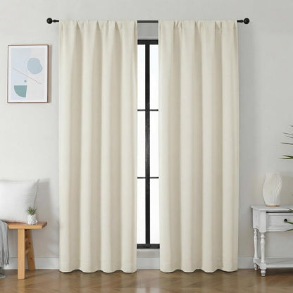 Simplebrand Ava Sage Green Blackout Curtains for Bedroom 63 Inch Length 2 Panels Set, Solid Thermal Insulated Energy Saving Rod Pocket Window Treatment Curtains Blackout Drapes, W40 x L63 Inch, Sage - Colors B