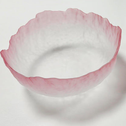 Glass Salad Bowl Irregular Lotus Flower Shape Serving Bowls, Mixing Nut Bowls for Kitchen Fruist, Snack, Dessert, and Ice Cream Candy Dishes (Crystal Gradient Pink, 6.5")
