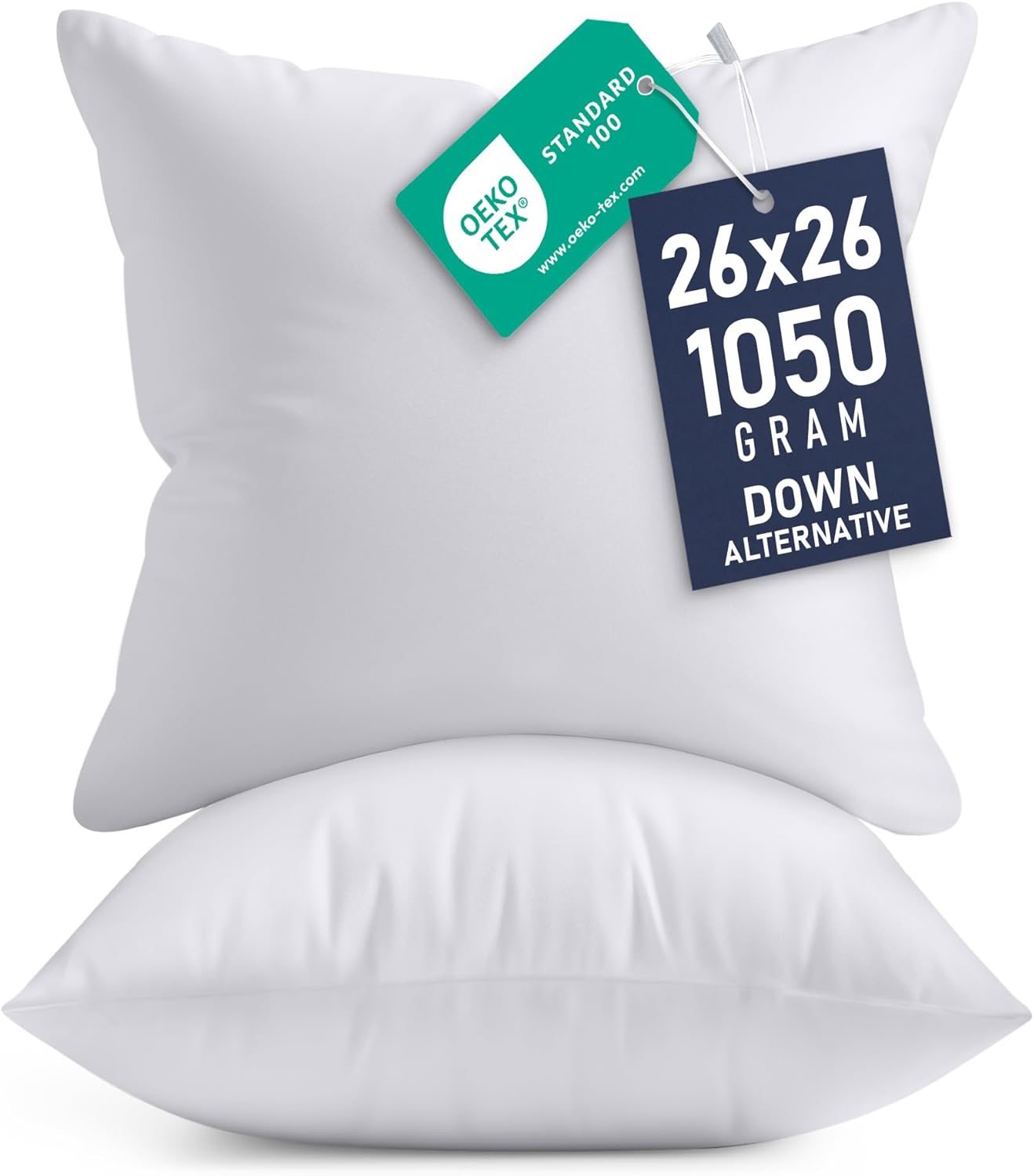 Utopia Bedding 18x18 Pillow Inserts, Set of 2, White – Indoor Decorative Throw Pillows for Bed, Sofa & Couch – Soft, Supportive & Fluffy Cushion Inserts