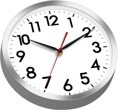 AKCISOT Wall Clock, Modern Small Wall Clocks Battery Operated 8 Inch, Silent Non-Ticking Analog Classic for Office, Home, Bathroom, Kitchen, Bedroom, School(Black)