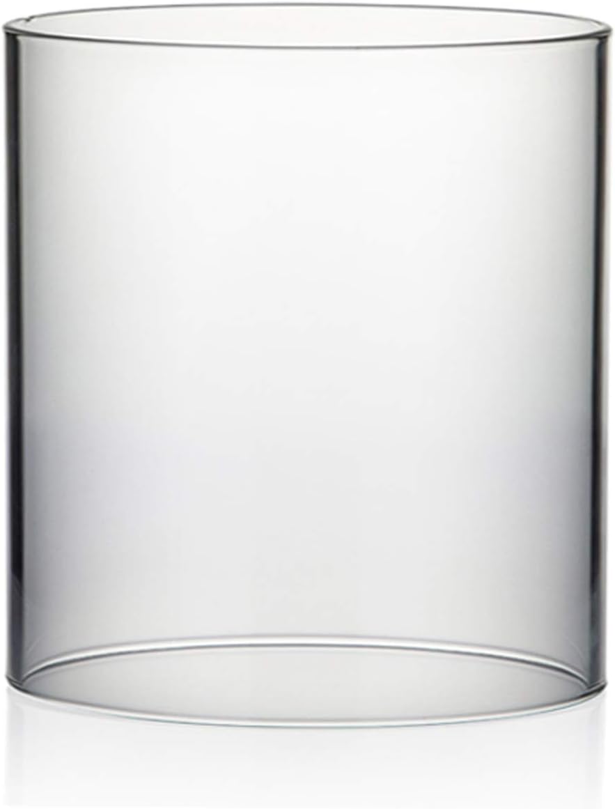 WGVI Hurricane Candle Holder Sleeve, Wide 4", Height 8", Clear Glass Cylinder Candleholder, Chimney Tube, Open Ended Candle Shade, 1 Piece - Colors A