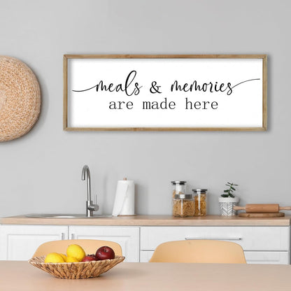 FZMHASLWW Gather Sign Wall Decor 32"×12" Large Wooden Framed for Dining Room Simple Home Kitchen Hanging Art (Wood)