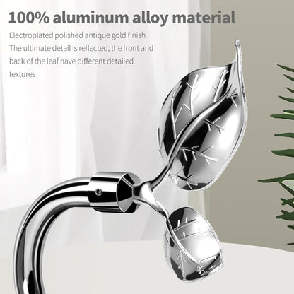 HIKMLK Leaf Shaped Curtain Tieback Holdbacks 2pcs, Handmade Metal Curtain Side Holders for Wall, Curtain Hook Pull Backs for Drapes Window Decoration