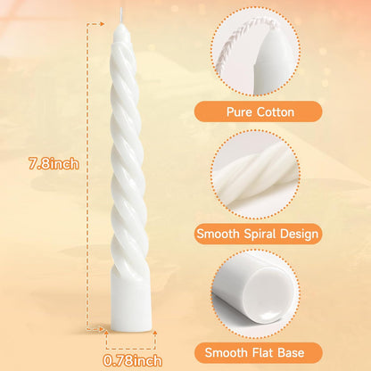 KORCCI Ivory Taper Candles 10 Inch - Set of 6 Long Candles, 8 Hours Long Burning, Smokeless & Unscented & Dripless, for Christmas Holiday Décor, Weddings, Birthdays, Dinner, Rituals (Ivory)