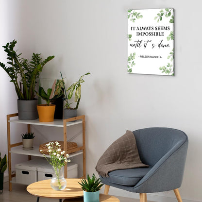Inspirational Farmhouse Canvas Print Wall Art Decor One Small Positive Thought in the Morning Can Change Your Whole Day Sign Painting Plaque Rustic Home Decoration (8 X 8 Inches, Framed)