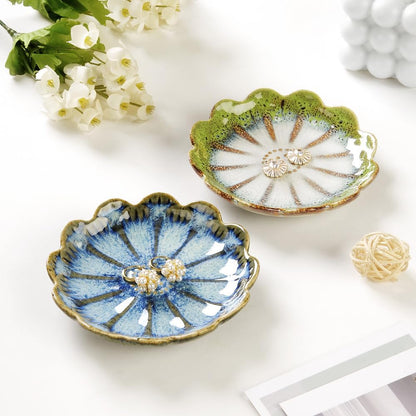 JAMEND CLXP Lotus Leaf Shape Decorative Ring Tray, Small Key Bowl, Ceramic Trinket Tray Jewelry Dish Organizing Necklace Earrings, Home Decoration for Mom Best Friend Sister, Pink.