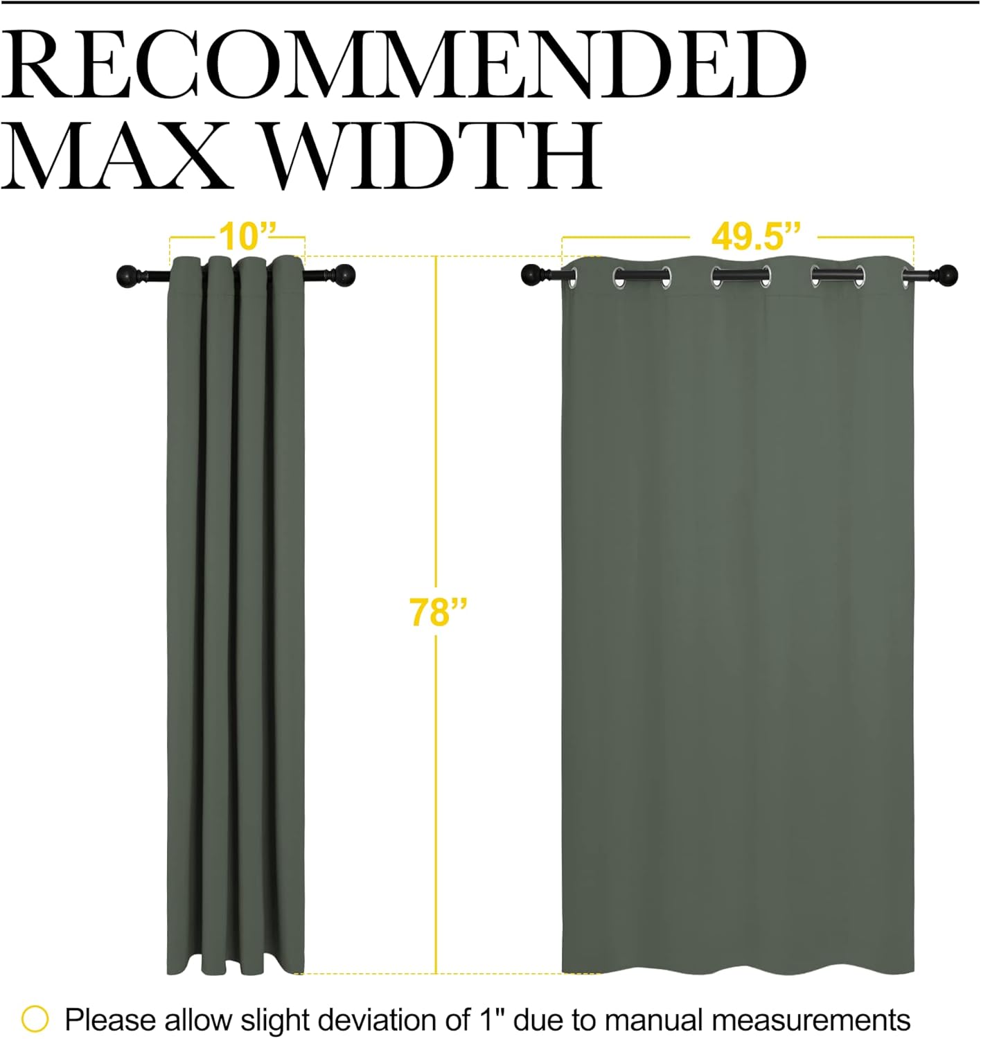 NICETOWN Halloween Pitch Black Solid Thermal Insulated Grommet Blackout Curtains/Drapes for Bedroom Window (2 Panels, 42 inches Wide by 63 inches Long, Black) - Colors C